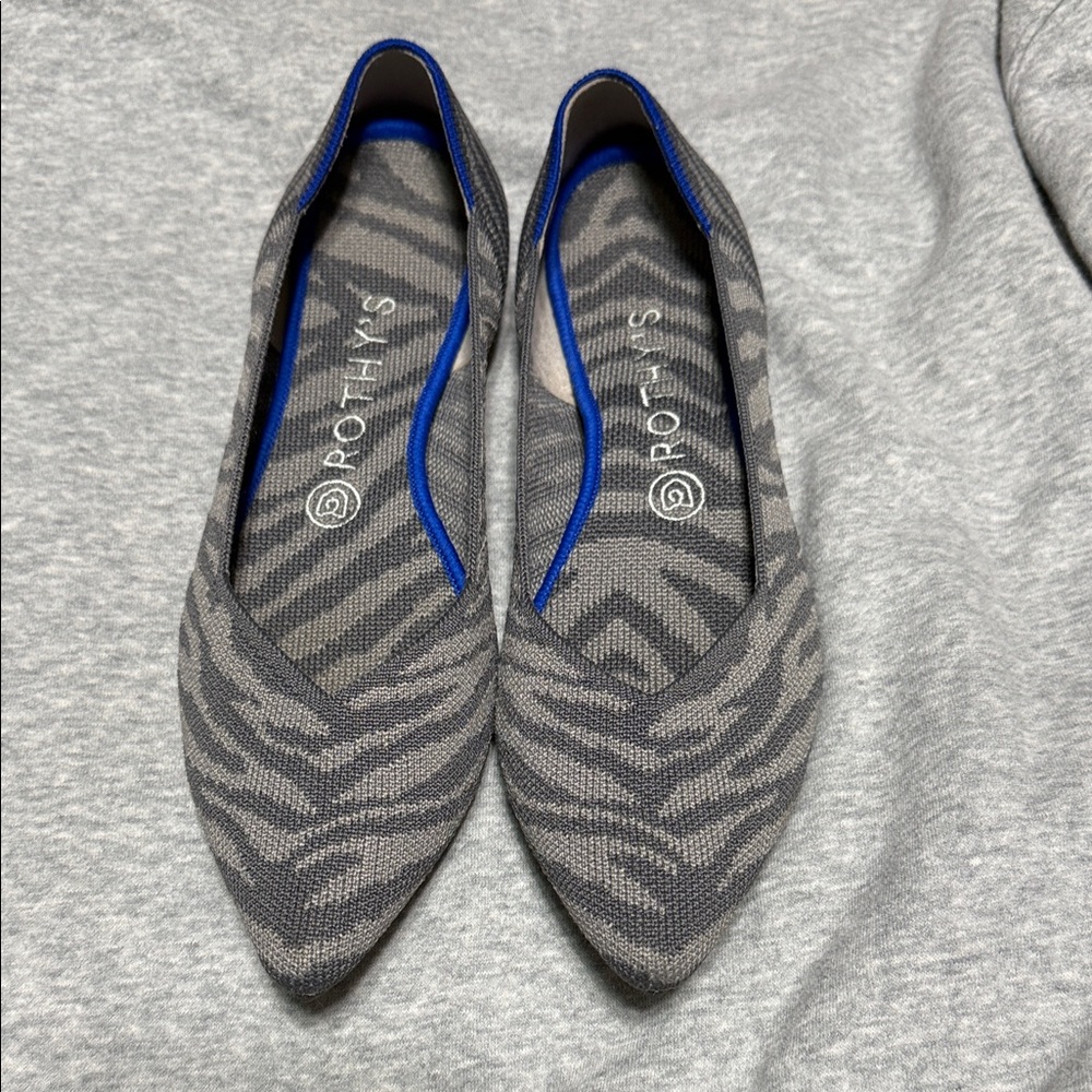 Rothy's Gray and Blue Patterned Flats